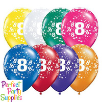 8th Birthday Star Latex Balloons
