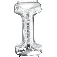 Silver Party Supplies - Silver Foil Balloon Letter I 86cm 