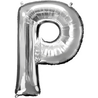 Silver Party Supplies - Silver Foil Balloon Letter P 86cm 