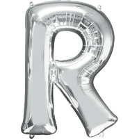 Silver Party Supplies - Silver Foil Balloon Letter R 86cm 