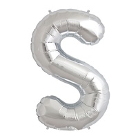 Silver Party Supplies - Silver Foil Balloon Letter S 86cm 
