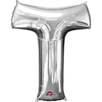 Silver Party Supplies - Silver Foil Balloon Letter T 86cm 