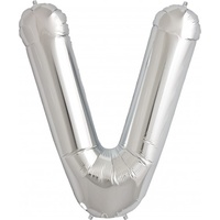 Silver Party Supplies - Silver Foil Balloon Letter V 86cm