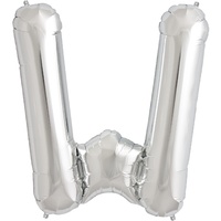 Silver Party Supplies - Silver Foil Balloon Letter W 86cm