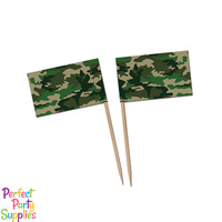 Army Camouflage Cupcake Food Picks 50 pack