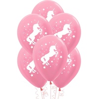 Unicorn Sparkle & Stars Metallic Balloon 28cm Satin Light Pearl Pink