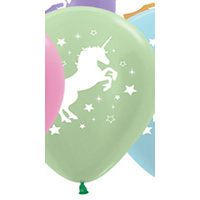 Unicorn Sparkle & Stars Metallic Balloon 28cm Green