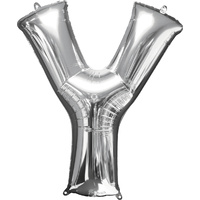 Silver Party Supplies - Silver Foil Balloon Letter Y  86cm 