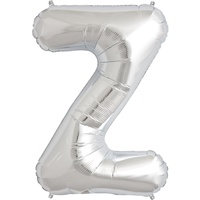 Silver Party Supplies - Silver Foil Balloon Letter Z 86cm 