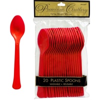 Red Apple Party Supplies Plastic Spoons 20 Pack