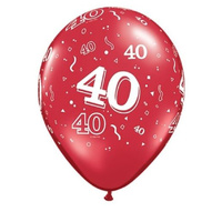40th Birthday Party Supplies - 40th Birthday Latex Balloons Confetti Red