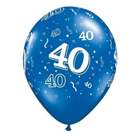 40th Birthday Party Supplies - 40th Birthday Balloons Confetti Blue
