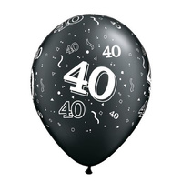 40th Birthday Party Supplies - 40th Birthday Balloons Confetti Black