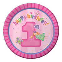 1st Birthday Girls Party Supplies Fun At One Girl Dessert Cake Lunch Plates 8 Pack