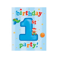1st Birthday Party Supplies Fun At One Boy Invites 8 Pack