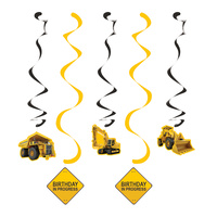 Construction Zone Party Supplies - Hanging Decorations 5 pack