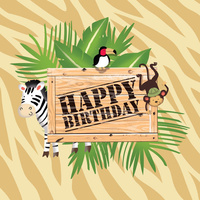 Safari Adventure Happy Birthday Lunch Napkins 16 Pack