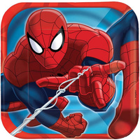 Spiderman Square Dessert Lunch Plates 8 Pack