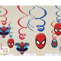 Spiderman Hanging Swirls Decorations 12 Pack