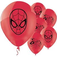Spiderman Latex Balloons 6 Pack Red