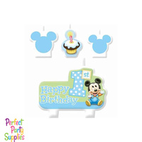 Mickey Mouse 1st Birthday Party Supplies - Candle Set 4 Piece
