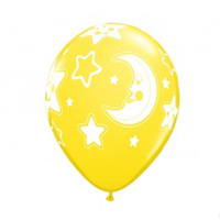 Baby Shower Moon and Stars Yellow Latex Balloons 6 Pack