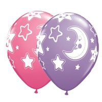Baby Shower Balloons Moon and Stars Latex Balloons 5 Pack