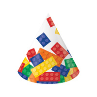 Building Block Party Supplies Party Hats 8 Pack