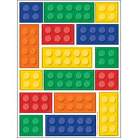 Building Block Party Supplies Stickers 4 Sheets