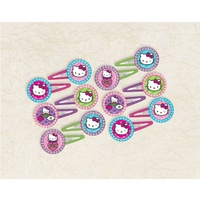 Hello Kitty Party Supplies - Glitter Hair Clips 12 Pack