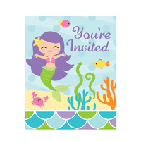 Mermaid Friends Birthday Invitations 8 Pack