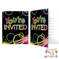 Glow Party Invitations 8 Pack