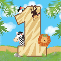 Safari Adventure 1st Birthday Lunch Napkins 16 Pack