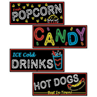 Neon Glow Party Supplies Food Signs 4 Pack