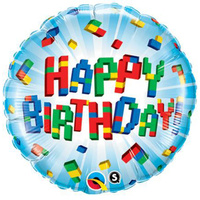 Building Block Party Supplies - Happy Birthday Balloon