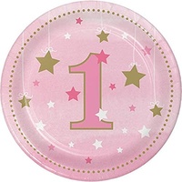 Twinkle Twinkle One Little Star Girl 1st Birthday Lunch Plates 8 Pack