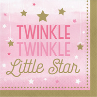 Twinkle Twinkle One Little Star Girl Lunch Napkins 16 Pack