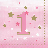 Twinkle Twinkle One Little Star 1st Birthday Girl Lunch Napkins 16 Pack