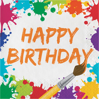 Art Paint Party Happy Birthday Lunch Napkin 16 Pack