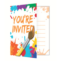 Art Paint Party Invitations 8 Pack