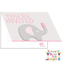 Elephant Girl Little Peanut Invitations 8 Pack
