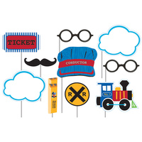 All Aboard Train Photo Booth Props 10 Pack