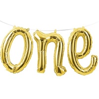 First Birthday Party Supplies One Gold Foil Balloon Banner
