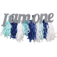 1st Birthday Blue Tissue Paper Fringe I am One High Chair Decoration
