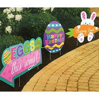 Easter Party Supplies Easter Bunny Egg Hunt Sidewalk Signs 3 Pack