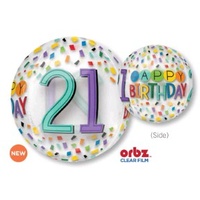 Happy 21st Birthday Rainbow Confetti Orbz Balloon