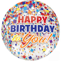 Happy Birthday Party Supplies Happy Birthday to You! Clear Confetti Orbz Balloon