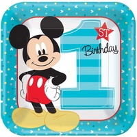 Mickey's 1st Birthday Dinner Plates Pack of 8