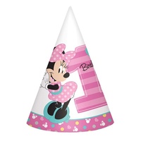 Minnie Mouse 1st Birthday Party Hats 8 Pack