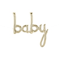 Baby Script Shaped White Gold Foil Balloon